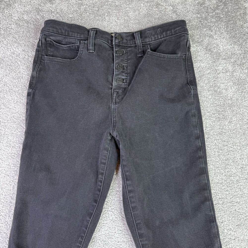 Madewell Jeans Women’s 28 Black 10” High-Rise Jeggings Distressed  Button Fly
